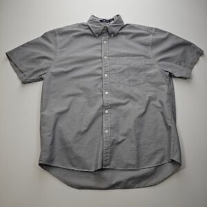 Vintage Gap The Big Oxford Shirt Mens Medium Blue Gingham Check Short Sleeve 90s